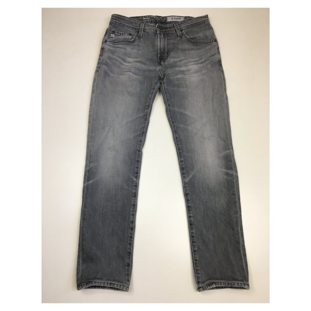 AG ADRIANO GOLDSCHMIED Gray THE TELLIS Modern Slim 5 Pocket Logo Hardware Jeans